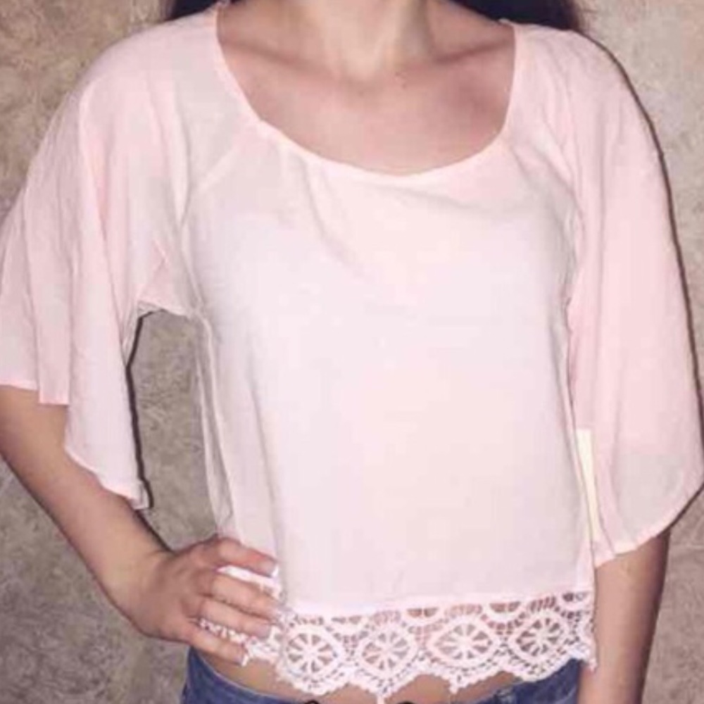 Pale Pink Crochet Top
